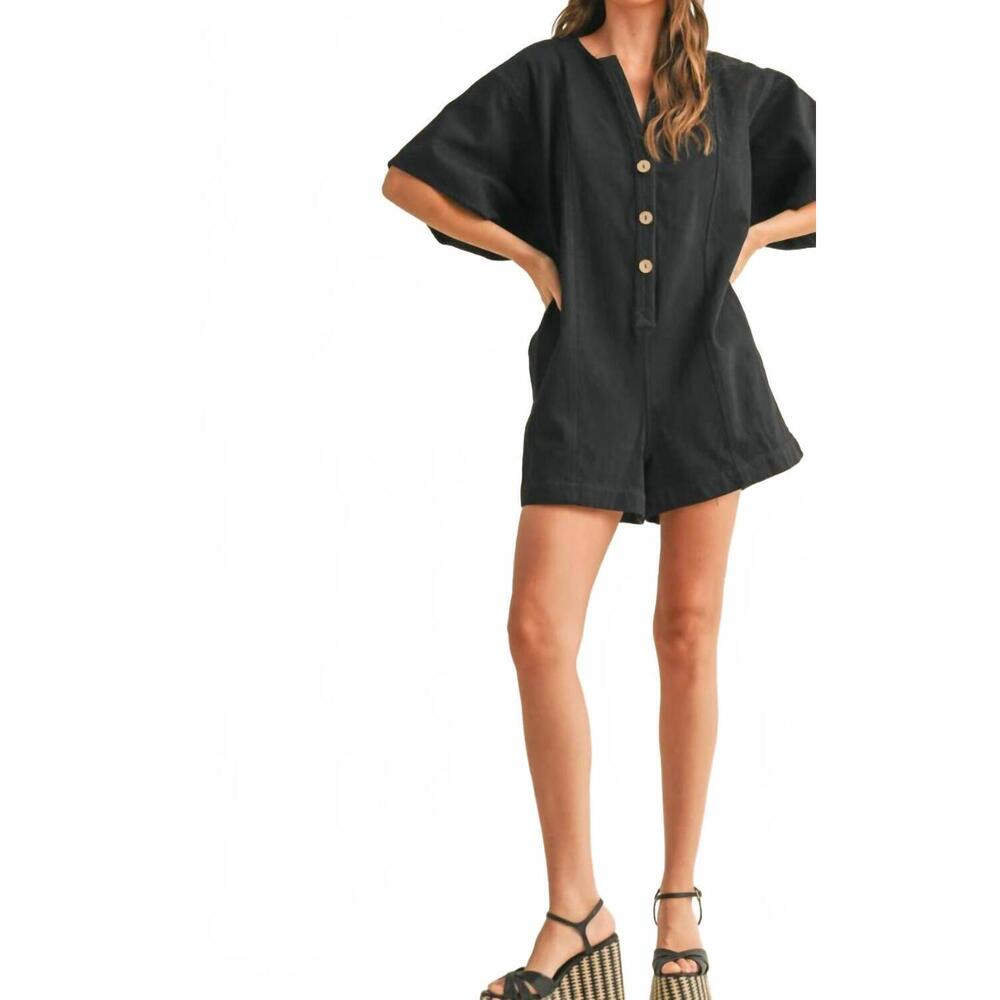 NEW MIOU MUSE gracie short sleeve romper in black
